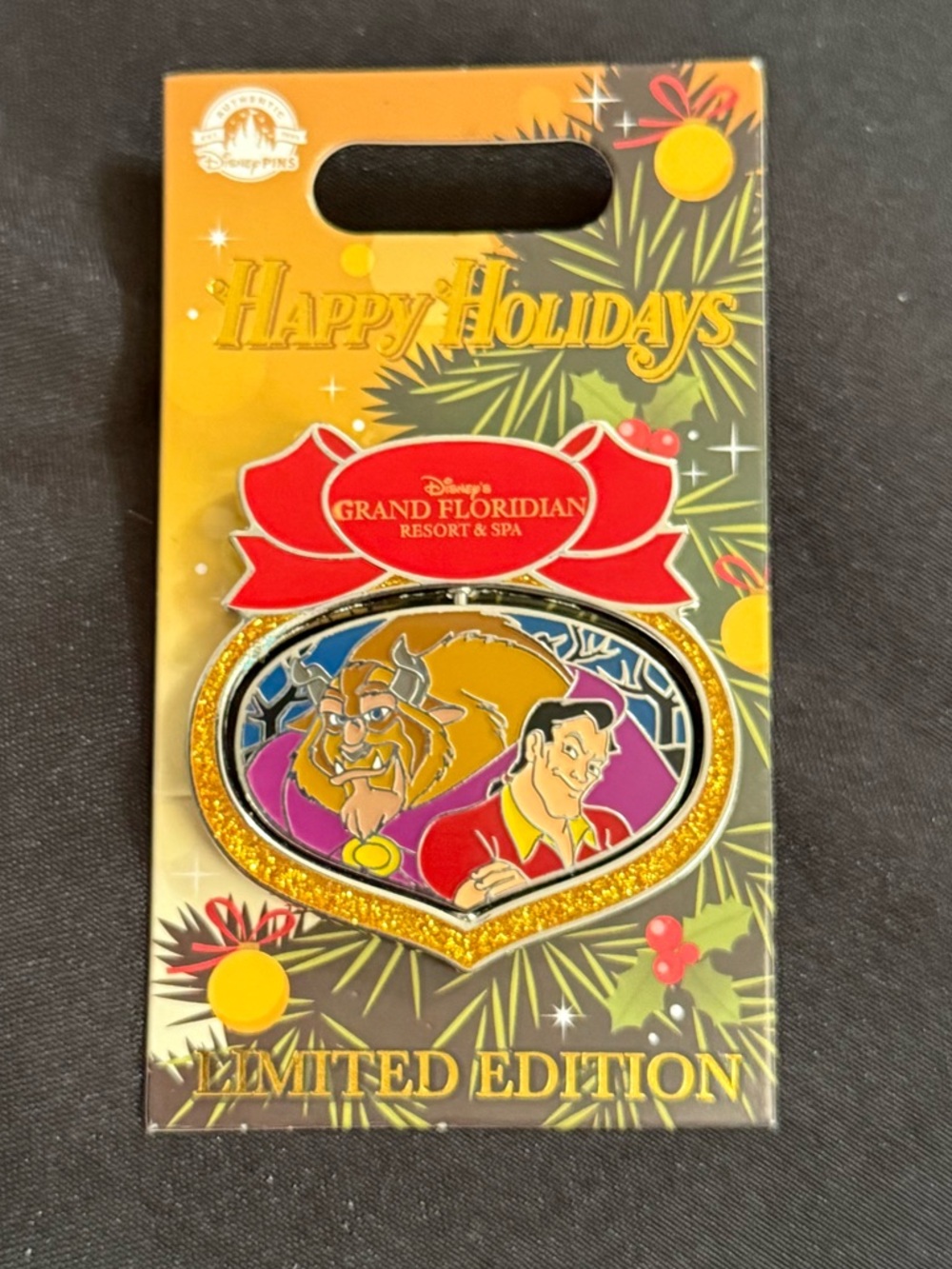Disney Trading Pin Grand Floridian Resort Holiday Beauty and the Beast